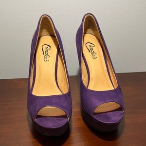 Candie’s Open toe, high heel, dark purple, women’s size 7, NWT